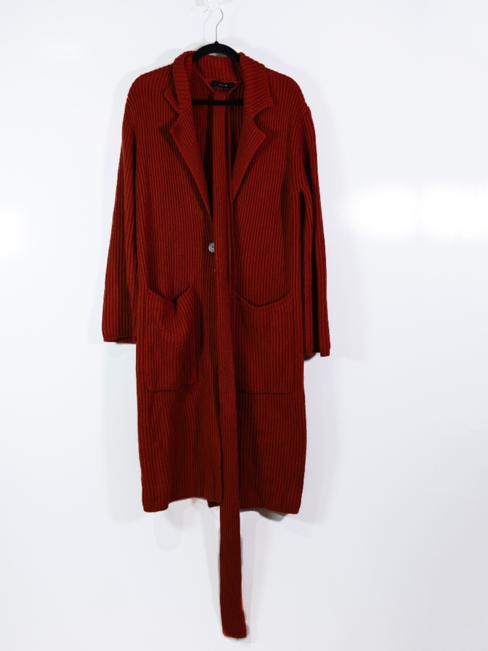 NEW Joseph Coat Luxe Cardigan Cotton Wool Cashmere Sweater Knit Rooibos Orange S